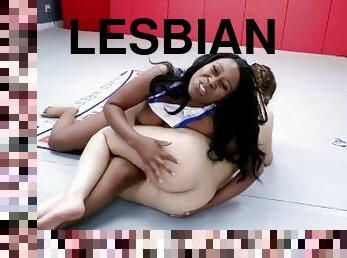 Lesbian Wrestlers Carmen Valentina vs Mocha Menage Scissor Fucking