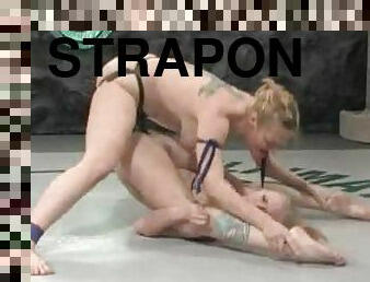 Aggressive Blondes Love Wrestling Before Playing With Strapons