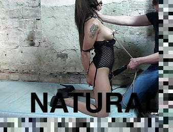 Long hair Billie Star natural big tits pinned in BDSM porn