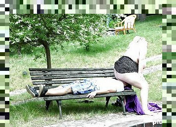 Domme is a fat sugar who sits on her dude's face in the park