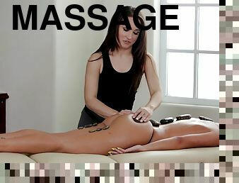 A girl on girl massage turns into girl on girl hardcore sex