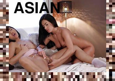 azijski, pička-pussy, lutke, lezbejke, prstima, tajlanđani, djevojka, spavaća-soba, prekrasne, oralno