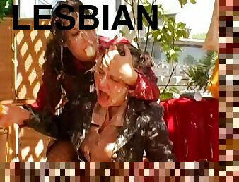 It's a wild, kinky and crazy lesbian food fight at a party