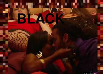 Black couple cant resist to fuck white girls and swap themselves in the red room for a reality show