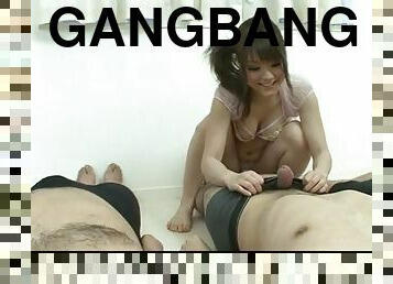 Massive gangbang porn show with young Huwari
