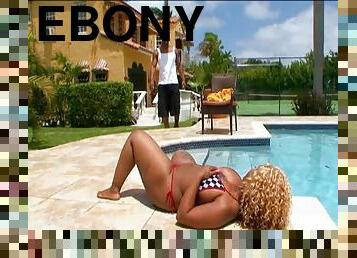 Marvelous poolside oral sex with ebony Ms. Cherry Blossoms