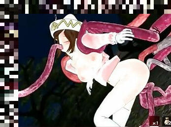 Sexy anime slave pussy fucked by monster tentacles