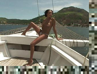 On a boat with a skinny Brazilian he fucks in the ass