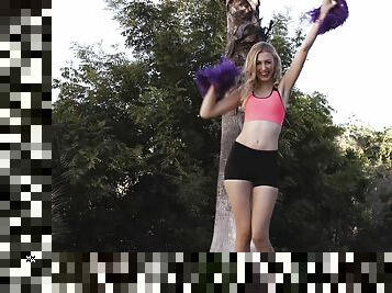 Skinny cheerleader Alexa Grace moans during interracial fucking