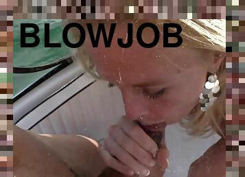 Dashing blonde deliver a hot blowjob then gets fucked on the boat