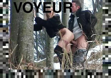 Slutty Voyeur Blonde Babette Gets Facialized In an Outdoor Sex Session