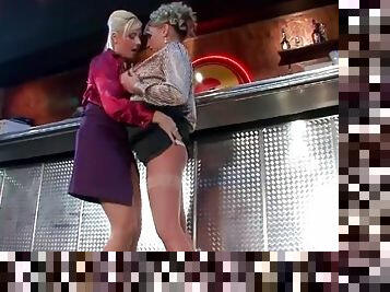 After work lesbian sex in the bar