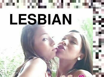 Selina 18 Lesbian Licks Pussies Outdoor
