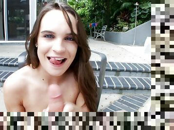 Teal Conrad the pretty teen gives a blowjob in POV video