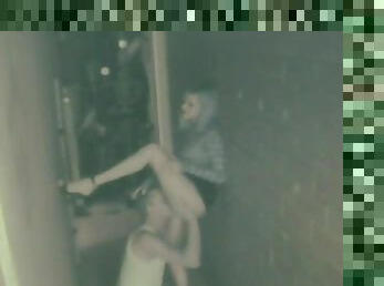 Hot voyeur sex in the alley outside of club