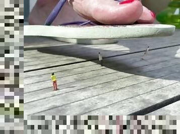 Giantess With Big Feet Crushing Tiny Men