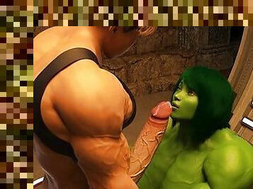 Cockham Superheroes 40 Enjoying She Hulk's Mouth by BenJojo2nd