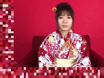 Dazzling casting along kimono girl Chiharu