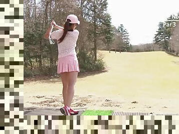 Sexy cute girls loves sucking her golf instructors cock