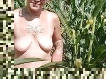 Cum walk in a cornfield