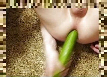 Fucking my ass with a very chilly cucumber oiled