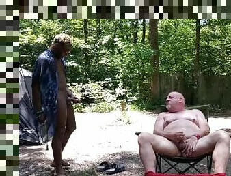 CAUGHT!!   Bear jerking in the woods gets a surprise guest and things heat up fast!!
