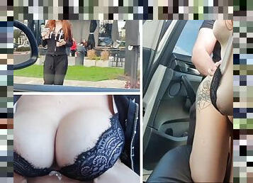 Busty Girl Fucks Uber Driver - Public Parking Lot Sex