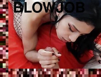 POV Sexy Blowjob and Cum in Mouth Teen Latina