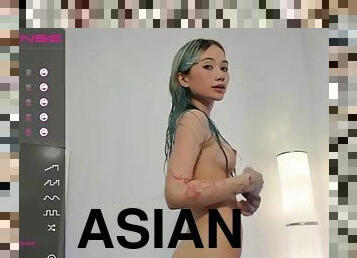 Le Chan - Petite Asian with blue hair in the shower