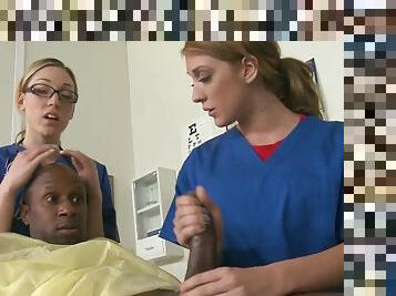 Two sexy interns and female doctor get rammed in a hospital