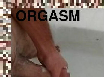 Big cumshot in shower masturbating to huge orgasm solo dick