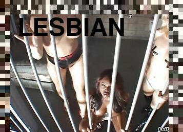 Three nude whores suck a cop's boner in prison in hardcore scene