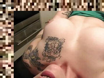 Two Lesbian With Tattoos Having Lesbian Sex At The Kitchen