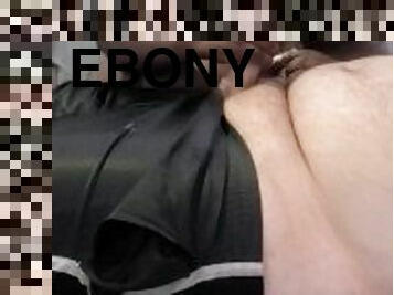 Ebony BBW sucks and jerks boyfriend's cock