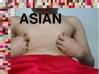 HORNY Asian Twink Jack Off (Part 1 in RED SHORT)