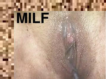 amatør, milf, mor, creampie, store-sorte-skønheder, småfed, dobbelt, synsvinkel, moder, penetrering