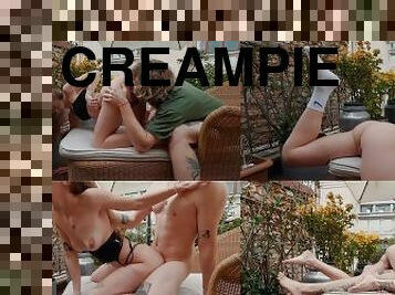 doggy-style, fitta-pussy, amatör, creampie, par, rumpa, petit, cowgirl, vått, kuk