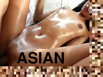 asien, groß-titten, muschi, blasen, junge, schwer, creampie, thai, beule, nette