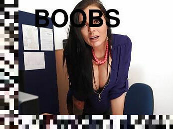 Big boobs secretary is a cleavage teasing goddess