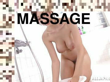 A slipper nuru massage turns into a hardcore fuck session