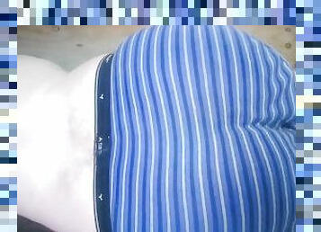 Laying on my side in my striped underwear