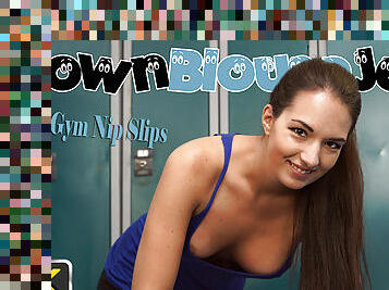 Rebecca G in Gym Nip Slips - DownblouseJerk