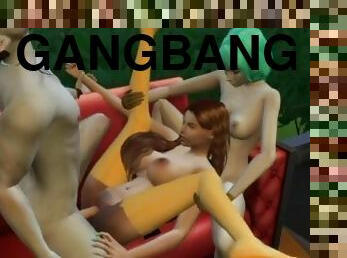 Gangbang! Four have sex in a restaurant  PC gameplay