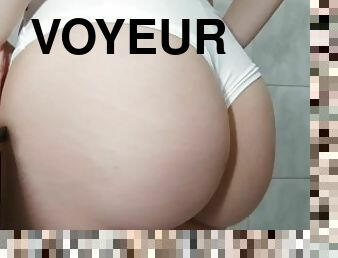 cul, chatte-pussy, amateur, cam, espion, voyeur, butin, culotte, bout-a-bout, attrapée