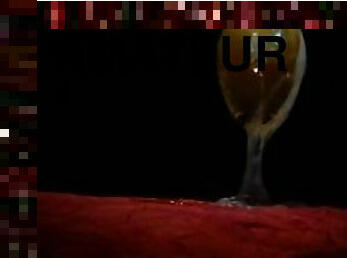 Wine Glass Overflows from Strong Urine Stream Drink Up!