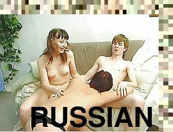 Horny Russian Mature Gets Fucked By Teen Couple in a Wild Threesome