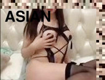 asyalı, külotlu-çorap, travesti, genç, transeksüel, meni, tatlı