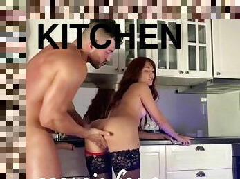 Hot teen fucked in the kitchen