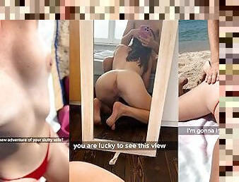 Snapchat Cheating Slutty Wife Hooks Up Stranger on the Beach