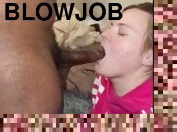 Fresh off Work Blowjob from my Girl